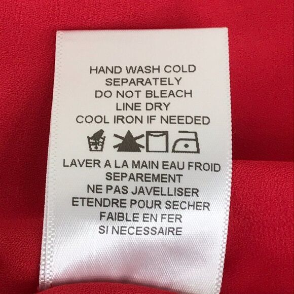 Pleione Ruffle Hem Blouse Women’s XS Red Sheer Short Sleeves Polyester Holiday - Picture 9 of 9